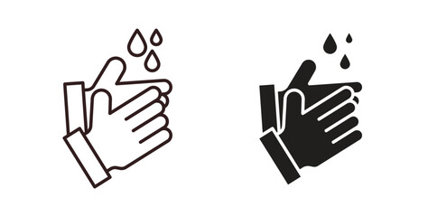 Fototapeta premium Handwashing icon with editable stroke. Thin Line and flat icons for UI designs