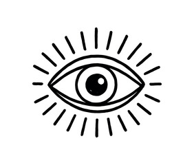 handdrawn cute doodle style eye of awareness vector line illustration