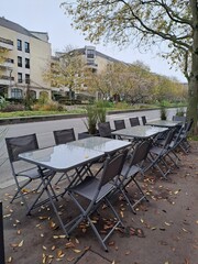 table and chairs in the garden