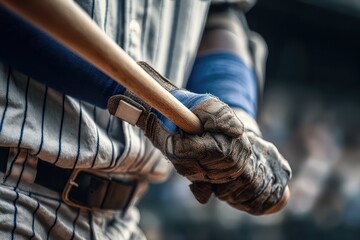 Professional Baseball Player Ready to Hit the Ball with a Wooden Bat