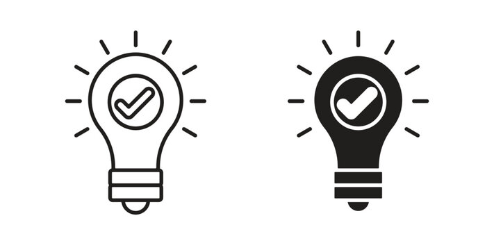 Idea icon with editable stroke. Thin Line and flat icons for UI designs