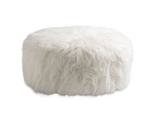 PNG of Stylish white fur pouf, perfect for adding a cozy touch to any interior space.
