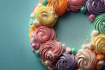 Branding Mockup: Top View of Decorated Cake with Empty Center Space