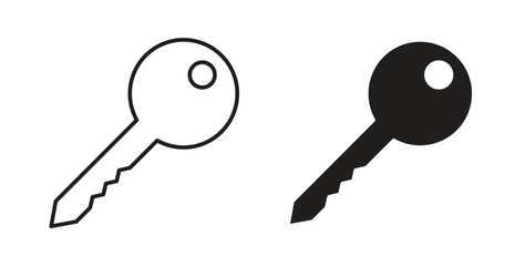 key icon with editable stroke. Thin Line and flat icons for UI designs