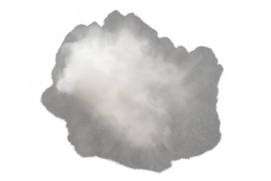 White smoke and fog effect creating abstract cloud shapes with transparent background for design elements