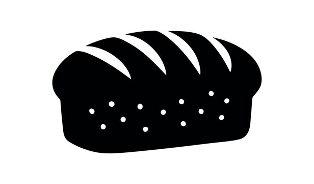 bread loaf with pattern flat black solid vector illustration isolated on white background
