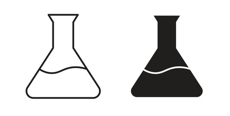 Lab flask icon with editable stroke. Thin Line and flat icons for UI designs