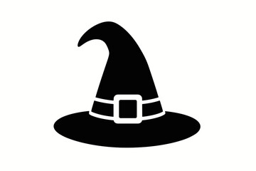 Fototapeta premium witch hat flat black solid vector illustration isolated on white background