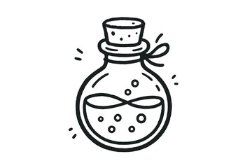 handdrawn cute doodle style potion bottle vector line illustration