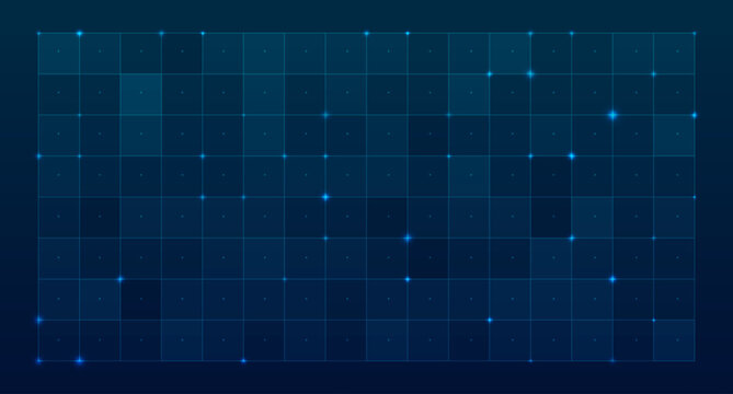 HUD grid tech interface. Tech dashboard background with blue digital grid