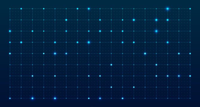 HUD grid interface. Digital technology grid pattern with matrix dots. Electronic blue digital pattern