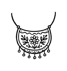 handdrawn cute doodle style folk necklace vector line illustration