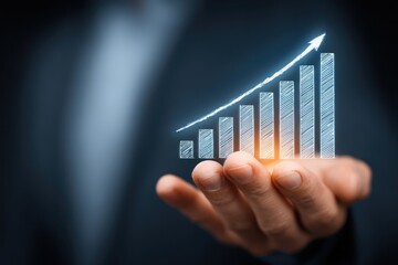 Professional Holding Digital Graph of Positive Business Growth