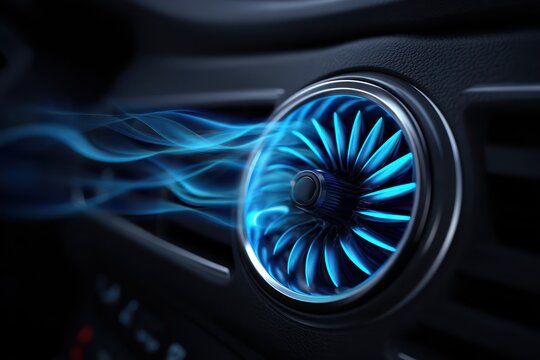 Fototapeta Blue Air Flow Dynamics from Vehicle Climate Control Vent