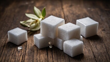 Close-up of three white sugar cubes