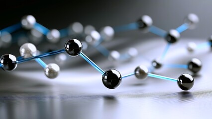 Abstract molecular structure creating a network of connections, representing data, innovation, technology, science, and the interconnectedness of modern concepts and systems