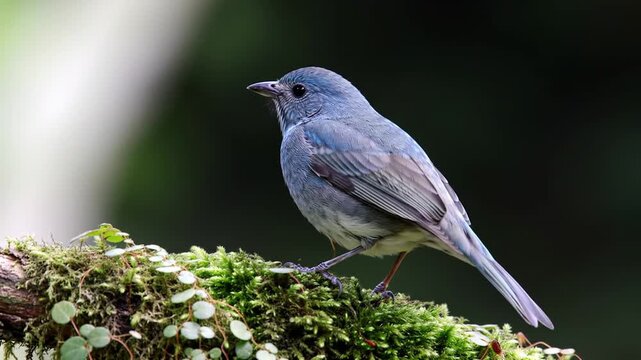 A Stunning Sequence of the Beautiful Azure-Capped Tanager Perched on a Mossy Branch