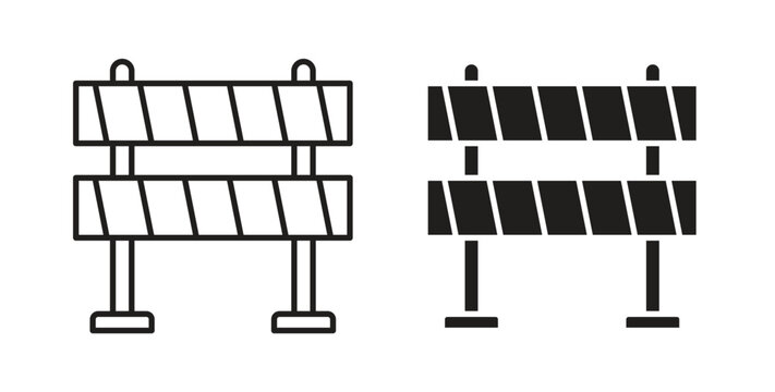 Roadblock icon with editable stroke. Thin Line and flat icons for UI designs