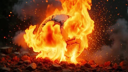 Fiery explosion around a soccer ball: dynamic sports power and energy
