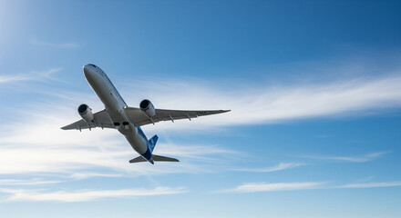 Fototapeta premium plane in the sky with beautiful clouds