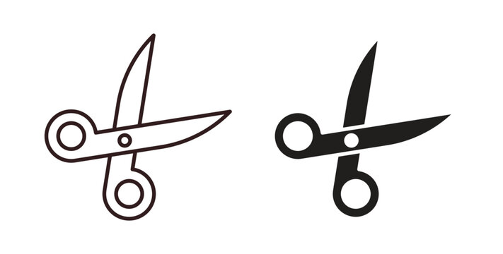 Scissors icon with editable stroke. Thin Line and flat icons for UI designs