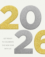 Happy New Year Eve Greetings Glitter Sparkle Silver and Gold card © Fernando