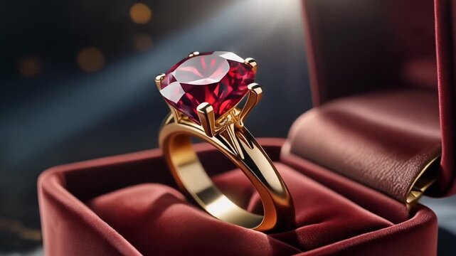 a beautiful gold ring with a ruby ​​gemstone