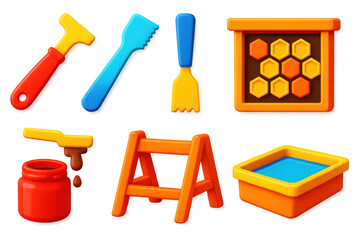 Set of tools and items for painting and other crafts