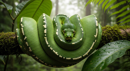green snake in the tree