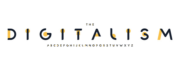 Modern abstract logo font, artistic geometric alphabet. Stylish futuristic typeface for creative headline, tech branding, innovation display, digital product design, UI, science. Vector typography