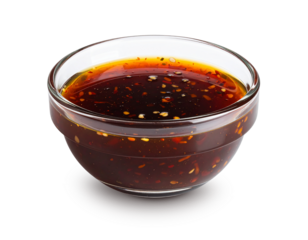 Asian soy sesame sauce in glass bowl