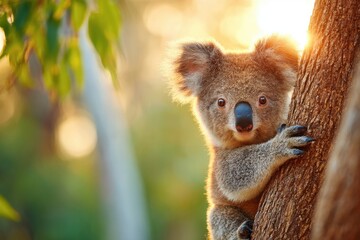 Fototapeta premium Close-up of a koala resting on a tree branch