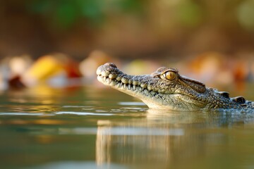 Fototapeta premium Crocodile in serene waters