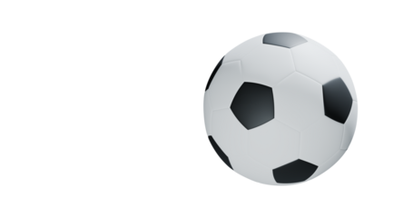 Soccer ball black and white finish on transparent background