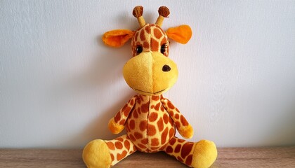 Giraffe Plush Toy Adorable Stuffed Animal With Yellow And Orange Spots On A White Background Cute Soft Animal For Children S Playtime Or Nursery Decoration Cuddly And Huggable Toy