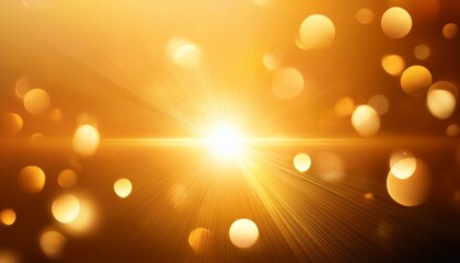 Bright Golden Lens Flare And Sunburst Effect Creating Soft Glowing Orbs On An Amber Background