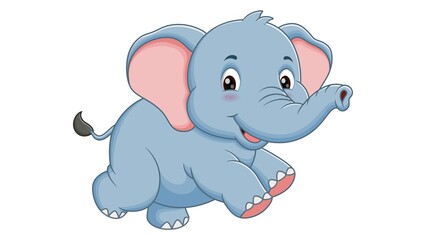 Cute Cartoon Elephant Running Illustration Adorable Animal Art for Kids and Nursery Decor - 1