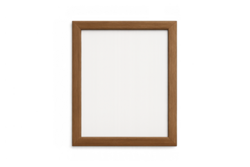 Vertical wooden frame with blank white board, perfect for displaying art, pictures, or text, transparent background