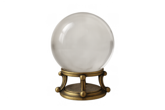 Crystal ball on stand creating a mystic atmosphere, symbolizing fortune-telling, prediction, magic, and clairvoyance