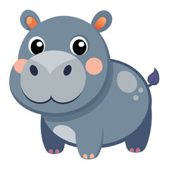 Cute cartoon baby hippo vector illustration Vector