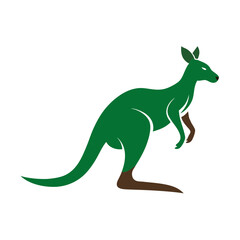 Stylized green and brown kangaroo vector icon Vector