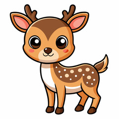 Cute baby deer fawn cartoon illustration Vector