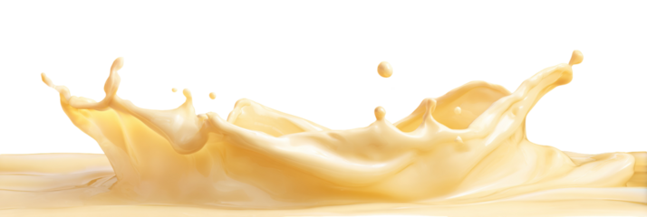 Pale light creamy liquid splash isolated PNG cutout, transparent background. Dynamic milky pastel color spill presentation