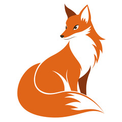 Stylized sitting fox illustration on white background Vector