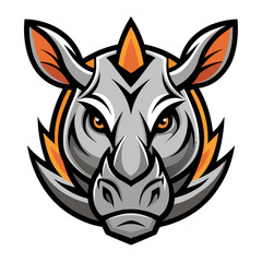 Fierce rhinoceros head mascot logo Vector