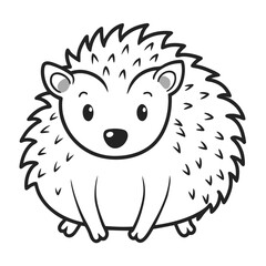 Cute cartoon hedgehog line art illustration Vector
