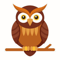 Flat design cartoon owl on a branch Vector