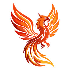 Fiery phoenix bird vector logo illustration Vector