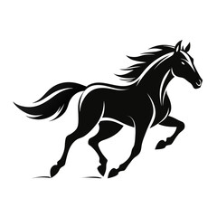 Obraz premium Dynamic black horse running vector icon Vector