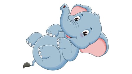 Funny Cartoon Elephant Lying Down Illustration Cute Relaxed Animal Art for Kids and Nursery Decor - 1